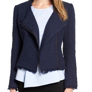 Halogen by Nordstrom Asymmetrical Zip Tweed Jacket